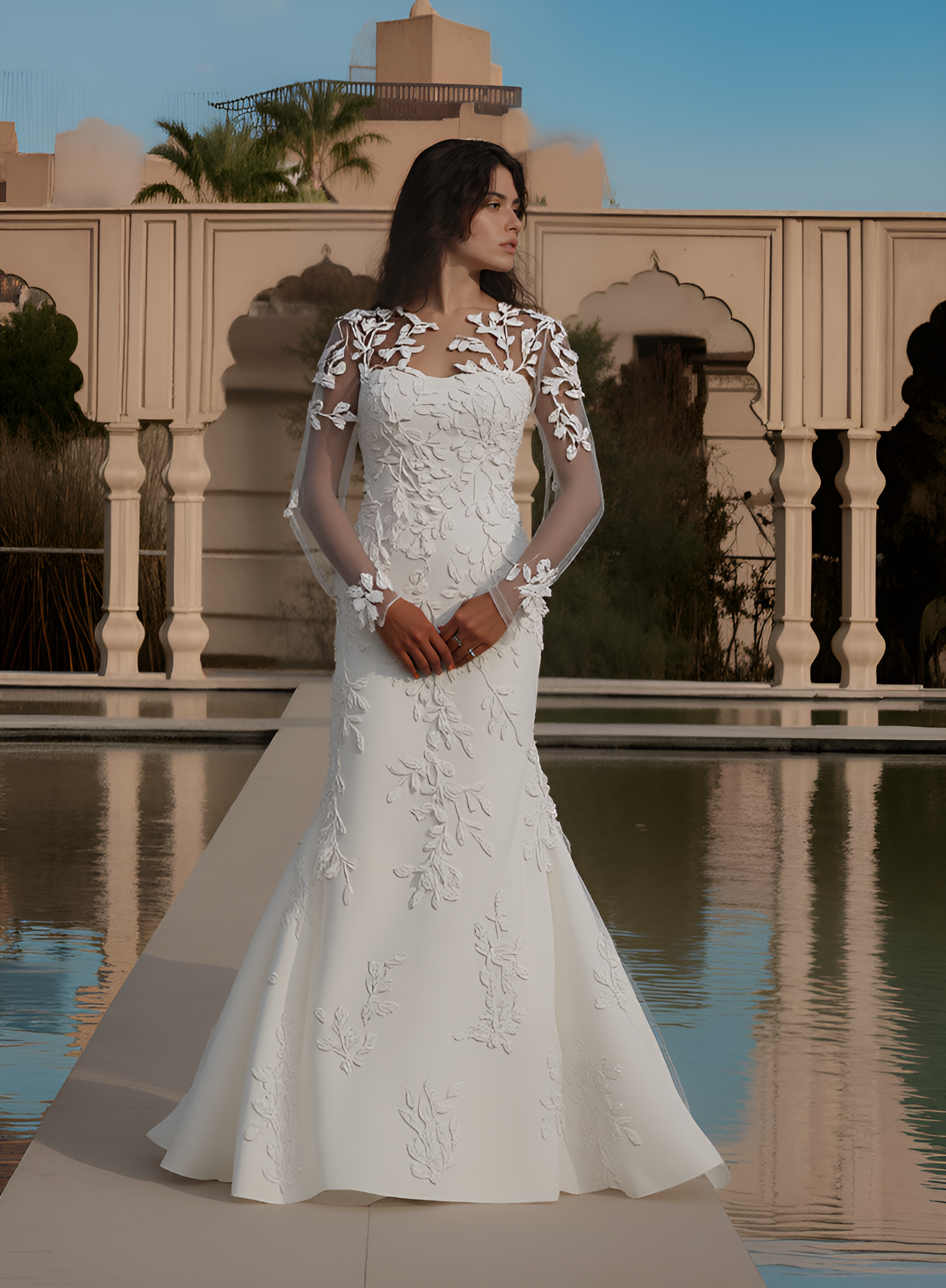 Lania Trumpet/Mermaid Illusion Milk Wedding dress
