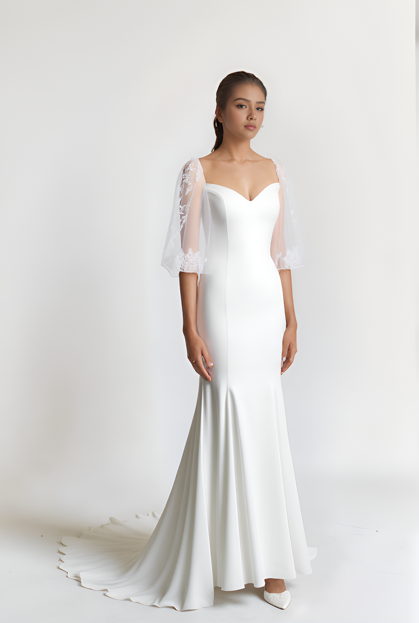 Elvira Trumpet/Mermaid Sweetheart Milk Wedding dress