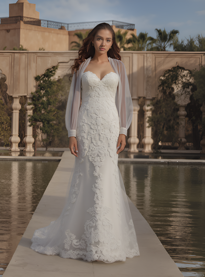 Damaris Trumpet/Mermaid Sweetheart Milk Wedding dress