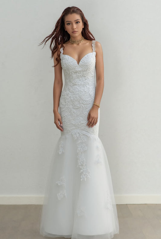 Sylva Trumpet/Mermaid Sweetheart Milk Wedding dress
