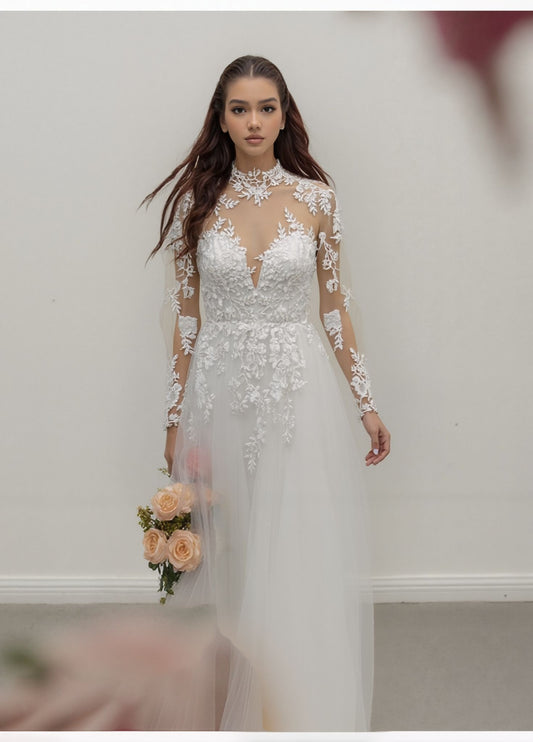Velora A-line Illusion Milk Wedding dress