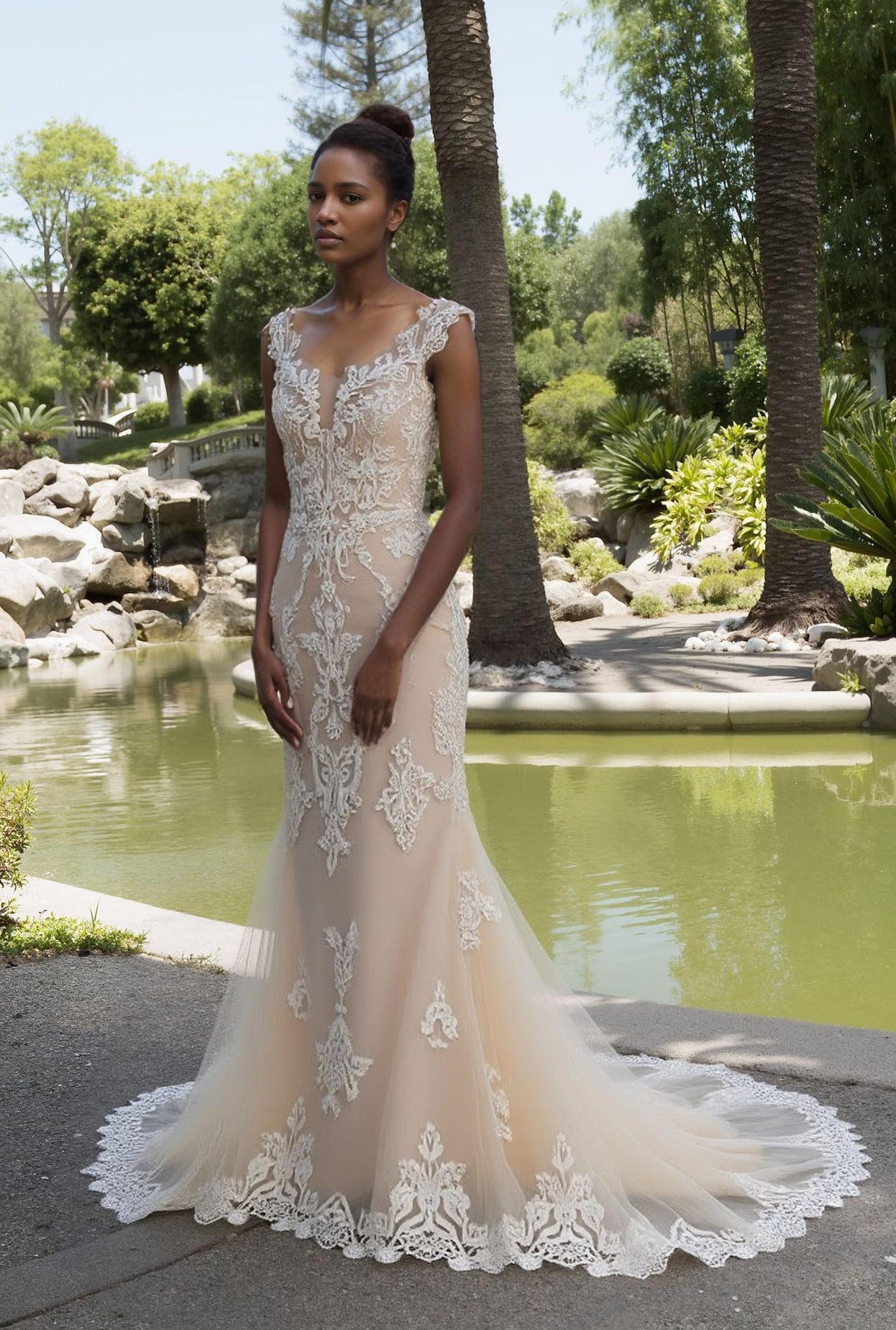 Seraphiel Trumpet/Mermaid Illusion Milk/Nude Wedding dress