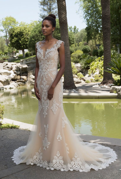 Seraphiel Trumpet/Mermaid Illusion Milk/Nude Wedding dress