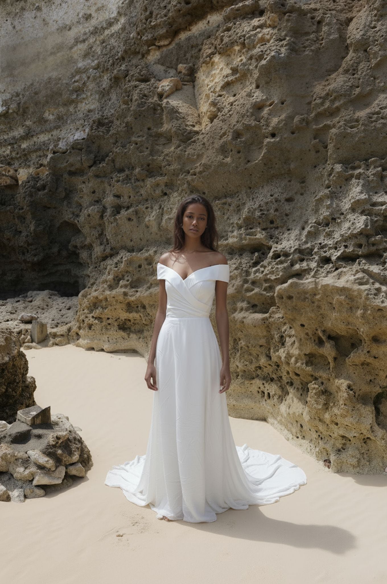 Lioraen A-line Off-shoulder/Drop shoulders Milk Wedding dress