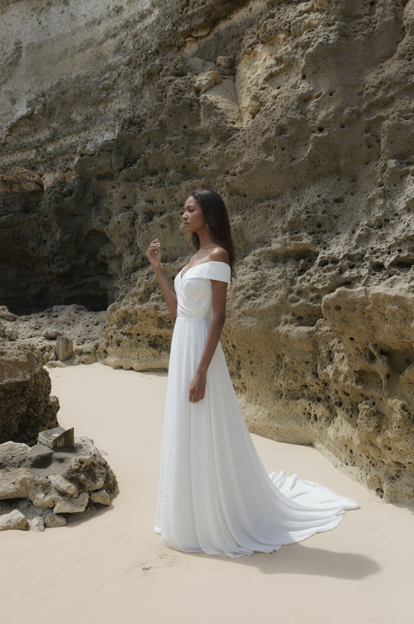 Lioraen A-line Off-shoulder/Drop shoulders Milk Wedding dress