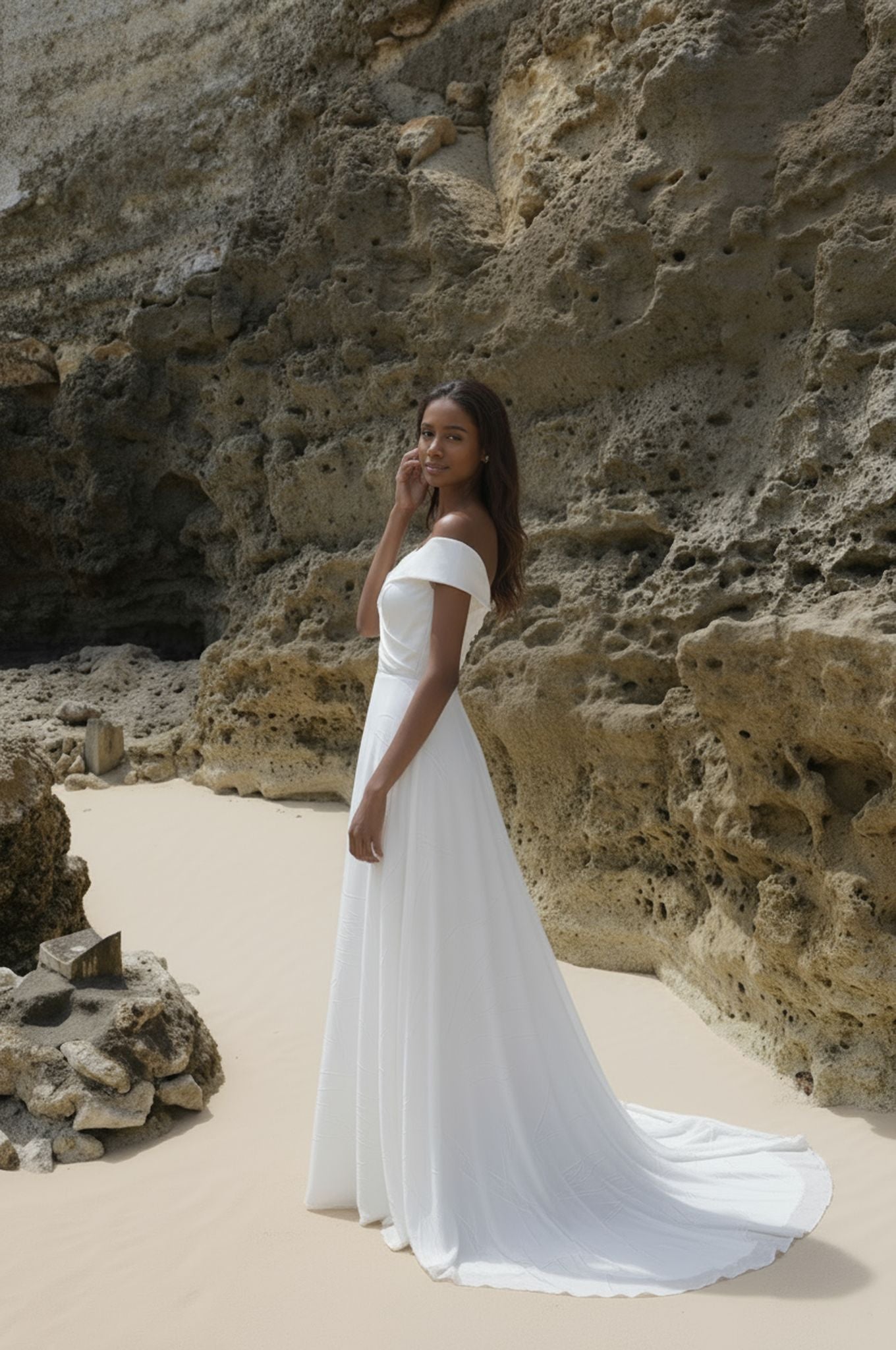 Lioraen A-line Off-shoulder/Drop shoulders Milk Wedding dress