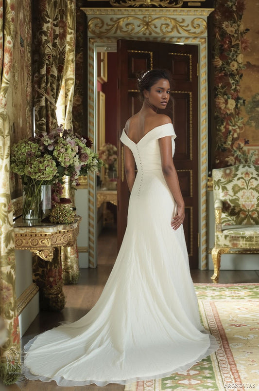 Lioraen A-line Off-shoulder/Drop shoulders Milk Wedding dress