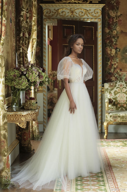 Veyralis A-line Illusion Milk Wedding dress