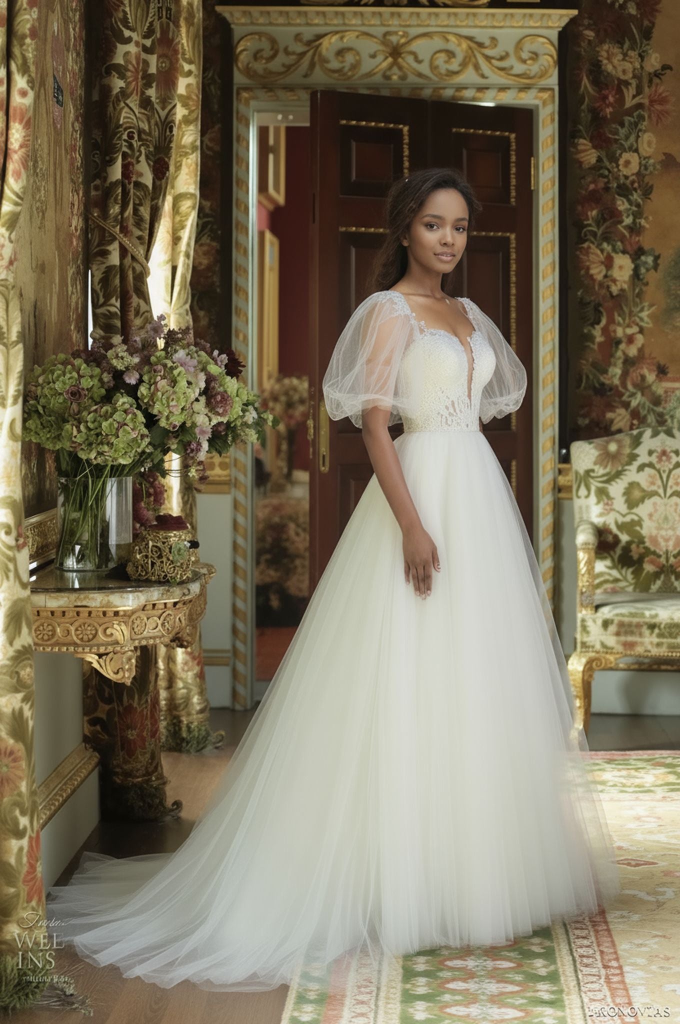 Veyralis A-line Illusion Milk Wedding dress