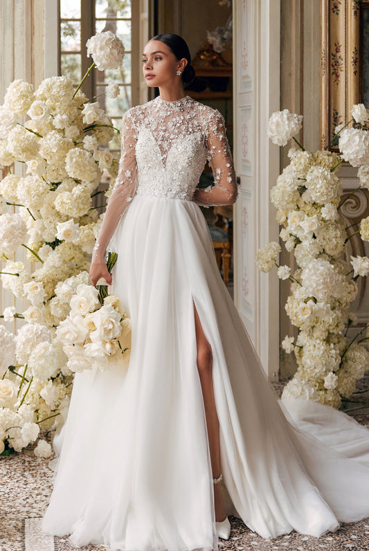 Tilda A-line High neck Ivory Wedding dress