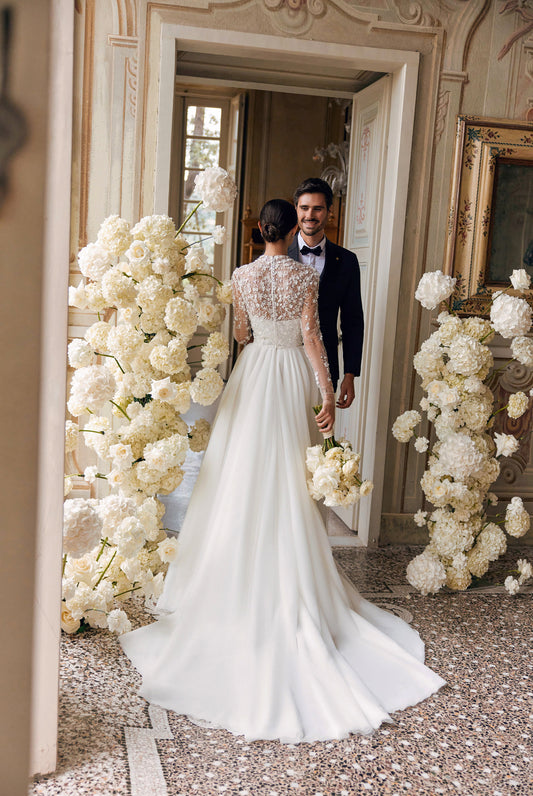 Tilda A-line High neck Ivory Wedding dress