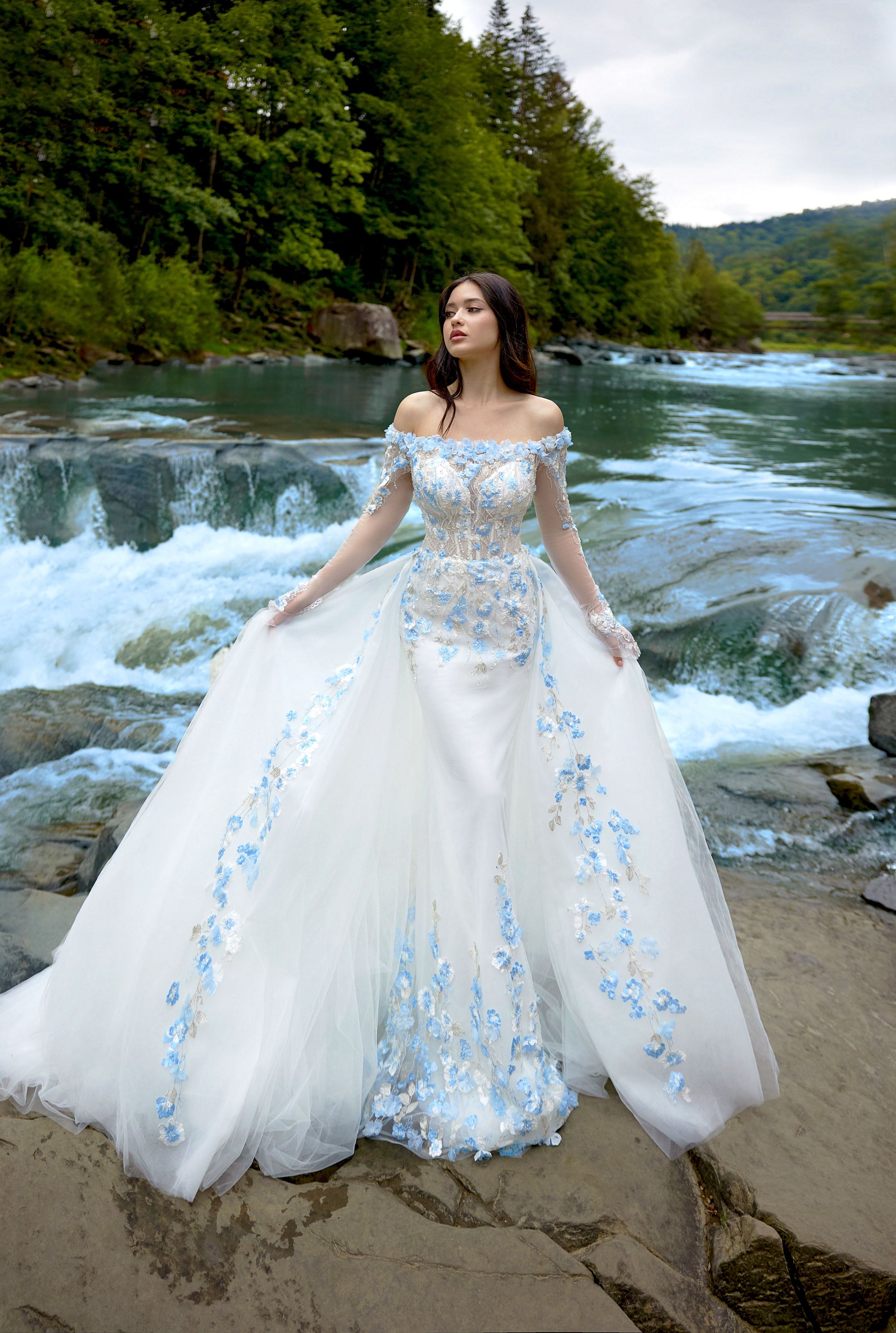 Ball Gown Blue And White Wedding Outfits STARI Baby Blue Corset