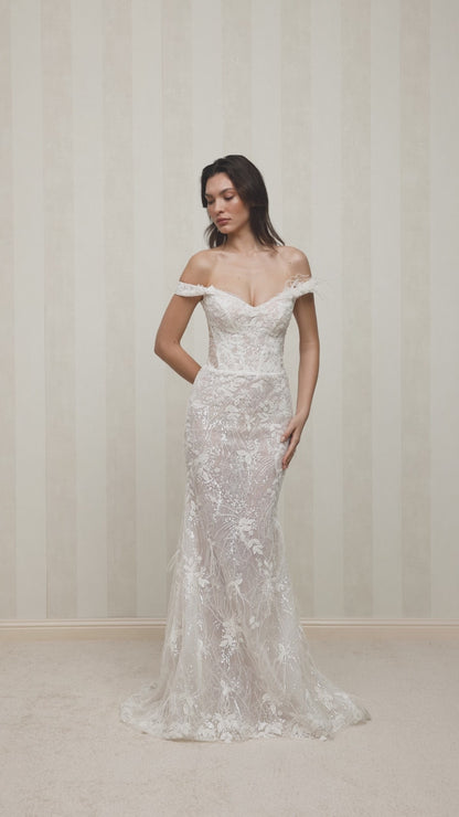 Elisa Trumpet/Mermaid Sweetheart Milk Wedding dress