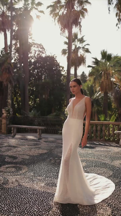 Sally Trumpet/Mermaid Illusion Ivory Wedding dress