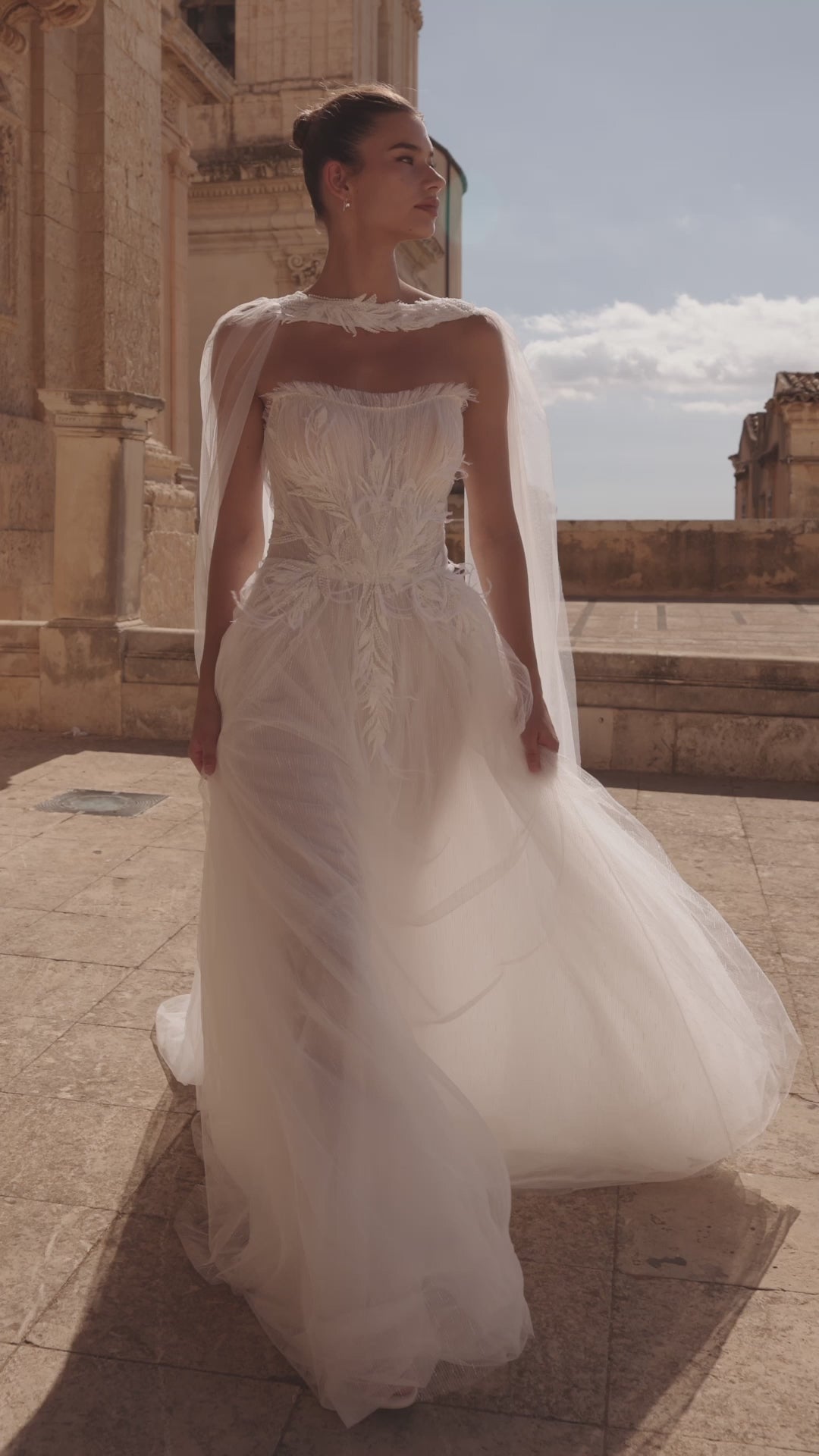 Sabrina A-line Straight across Milk Wedding dress