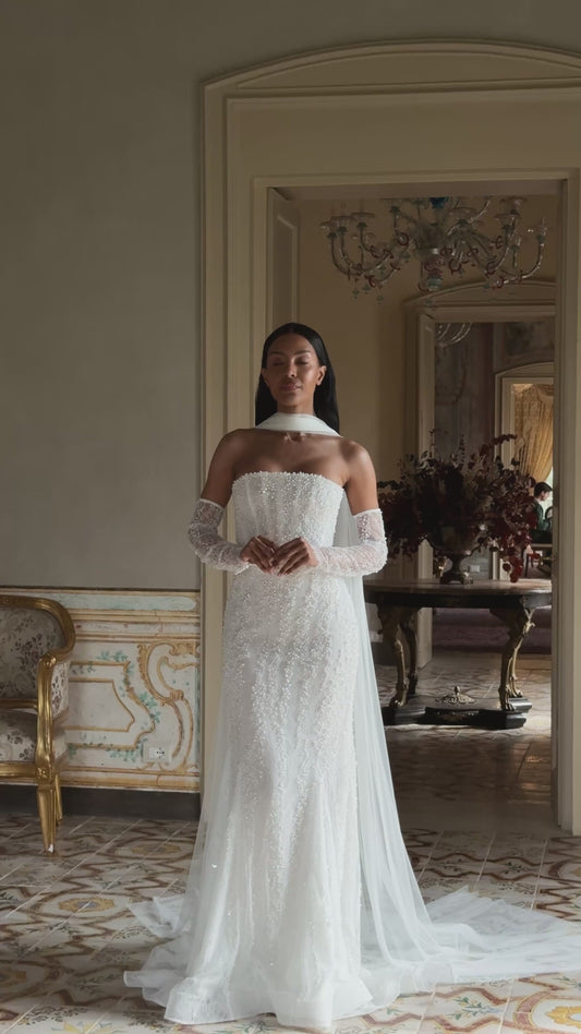 Miraya Two in one Straight across Ivory Wedding dress