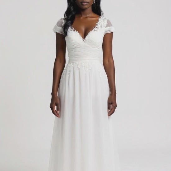 Samante A-line V-neck Milk Wedding dress