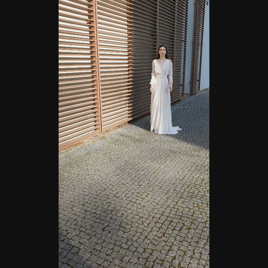 Michaela A-line V-neck White Wedding dress