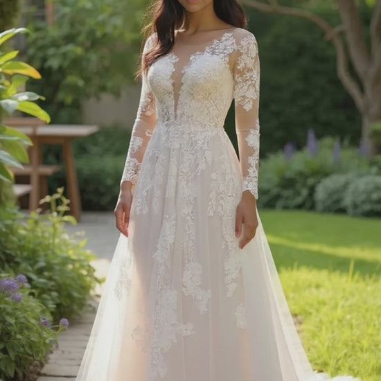 Noirique A-line Illusion Milk Wedding dress