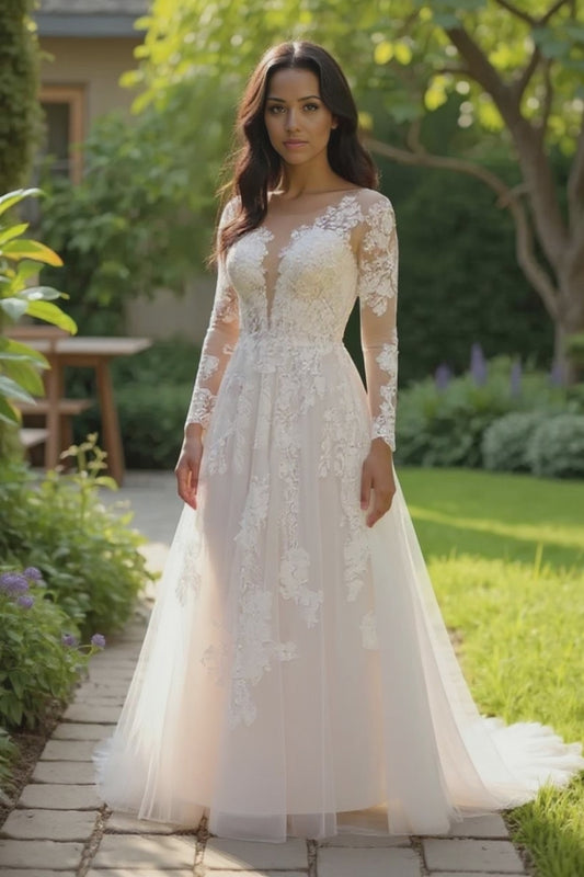 Noirique A-line Illusion Milk Wedding dress