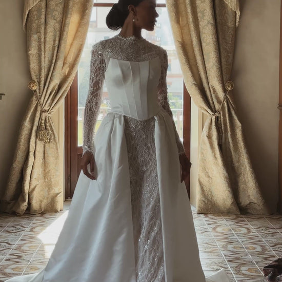 Eloven Two in one High neck Ivory Wedding dress