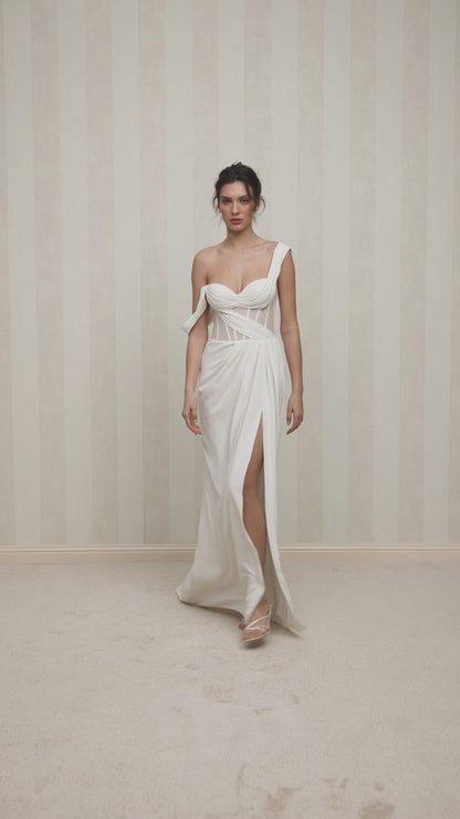 Penelopia Trumpet/Mermaid Sweetheart Milk Wedding dress