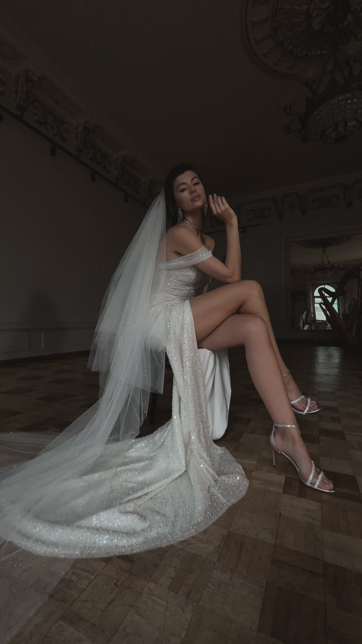 Seitin Trumpet/Mermaid Off-shoulder/Drop shoulders Milk Wedding dress