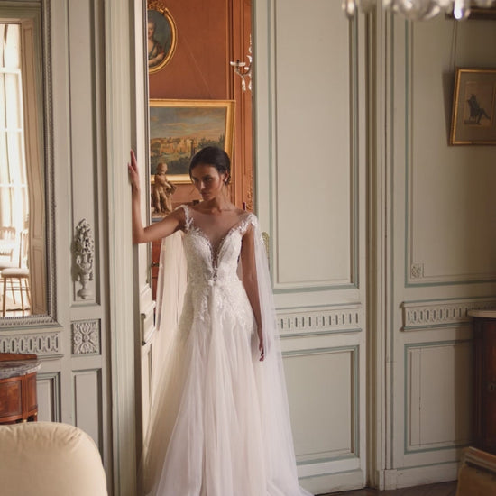 Ecle A-line Illusion Milk Wedding dress