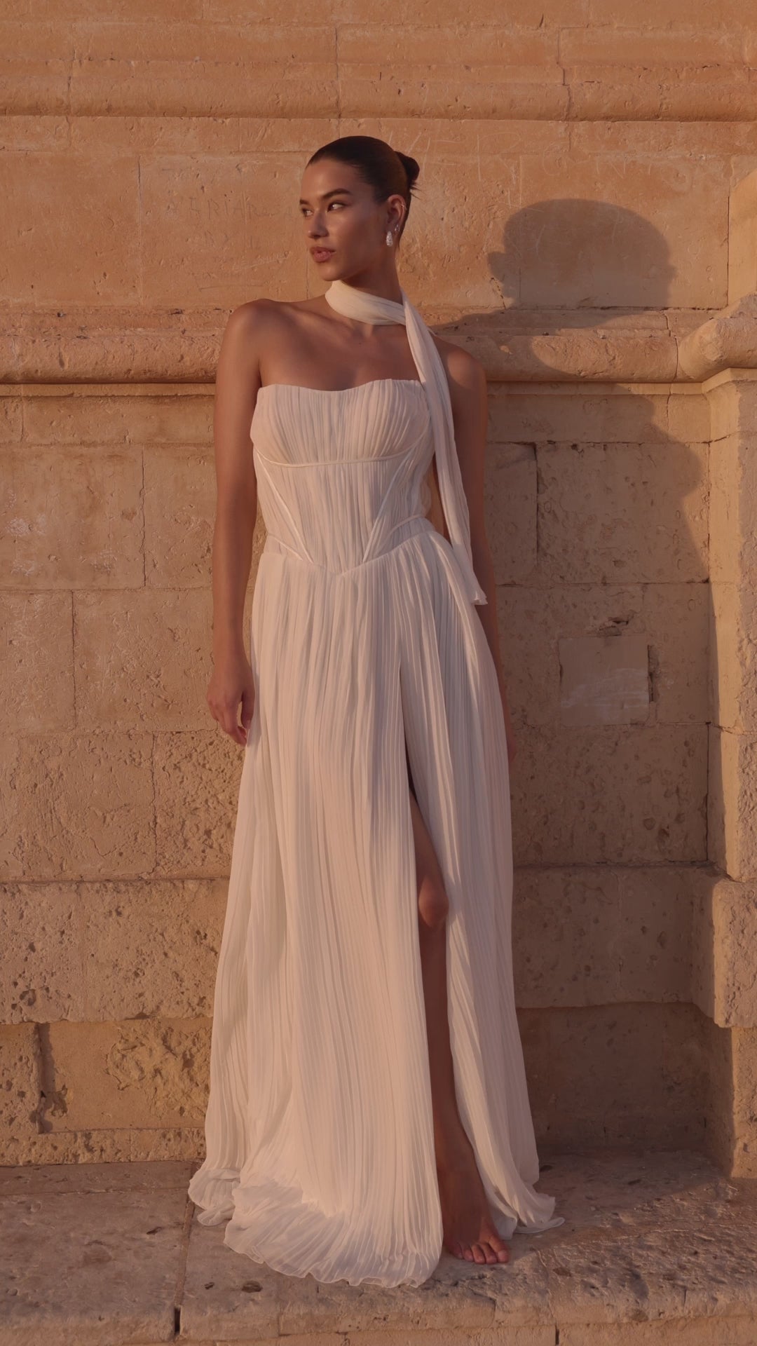 Marlou A-line Straight across Milk Wedding dress video