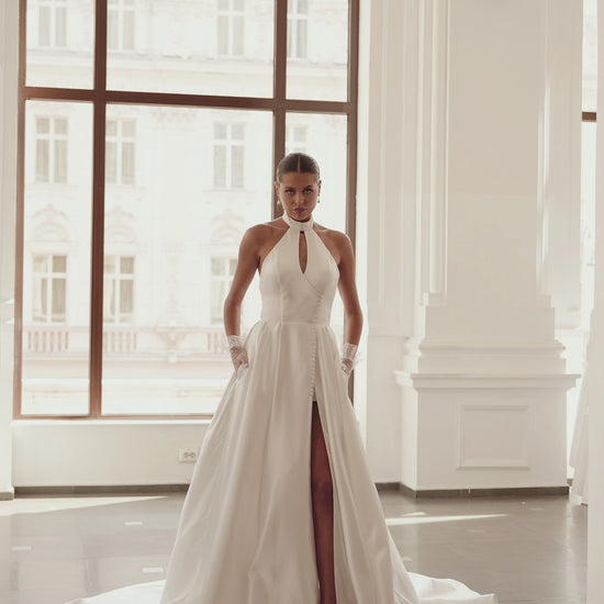 Zarina A-line Halter Ivory Wedding dress