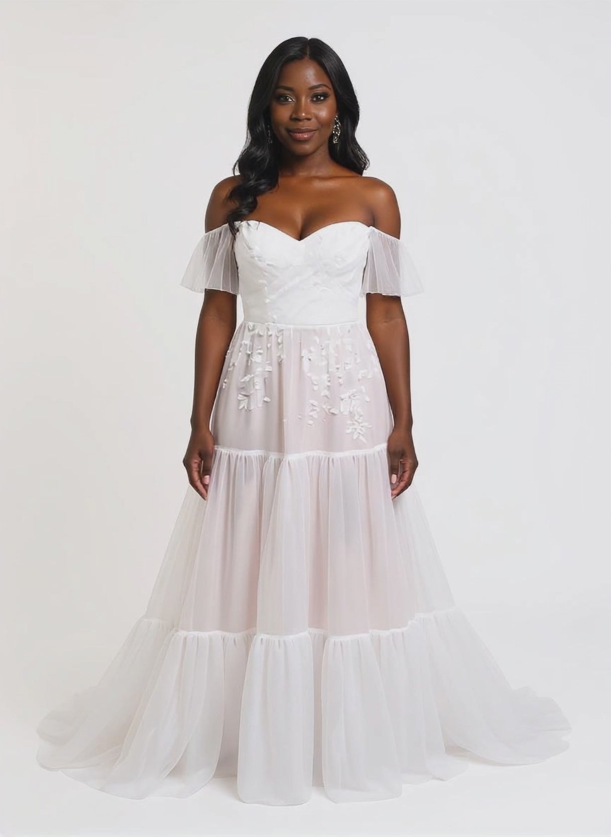 Eirlys A-line Off-shoulder/Drop shoulders Milk Wedding dress