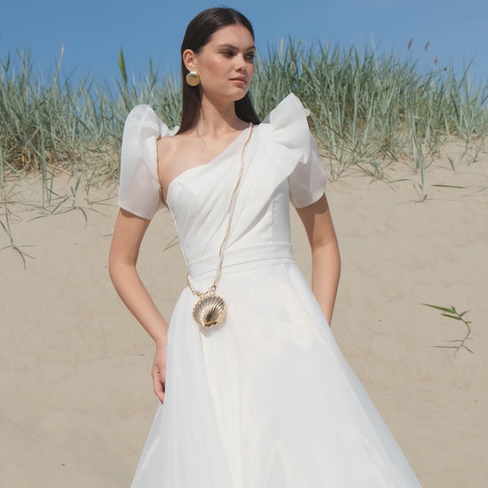 Aroma A-line Asymmetric/One shoulder Off-White Wedding dress