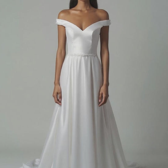 Elin A-line Off-shoulder/Drop shoulders Milk Wedding dress