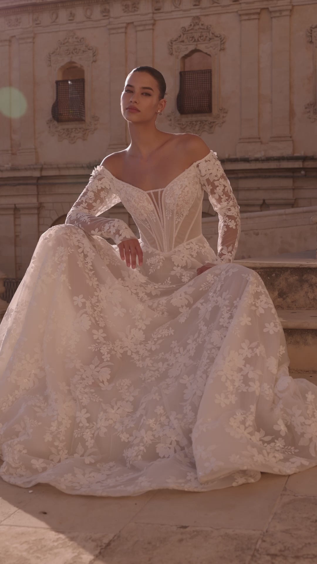 Samanda A-line Off-shoulder/Drop shoulders Milk Wedding dress