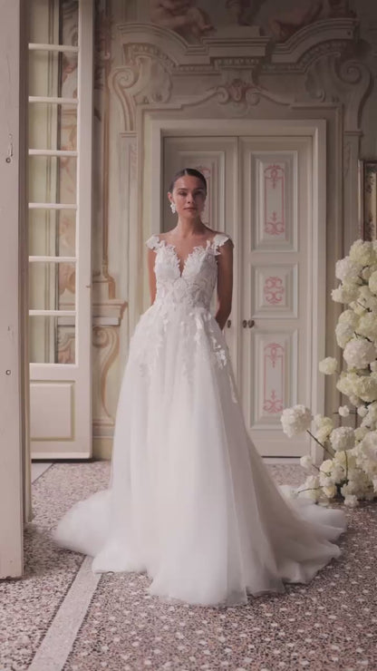 Rema A-line Illusion Ivory Wedding dress