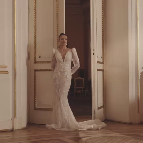 Banzhamin Trumpet/Mermaid Illusion Milk Wedding dress