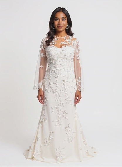 Lania Trumpet/Mermaid Illusion Milk Wedding dress