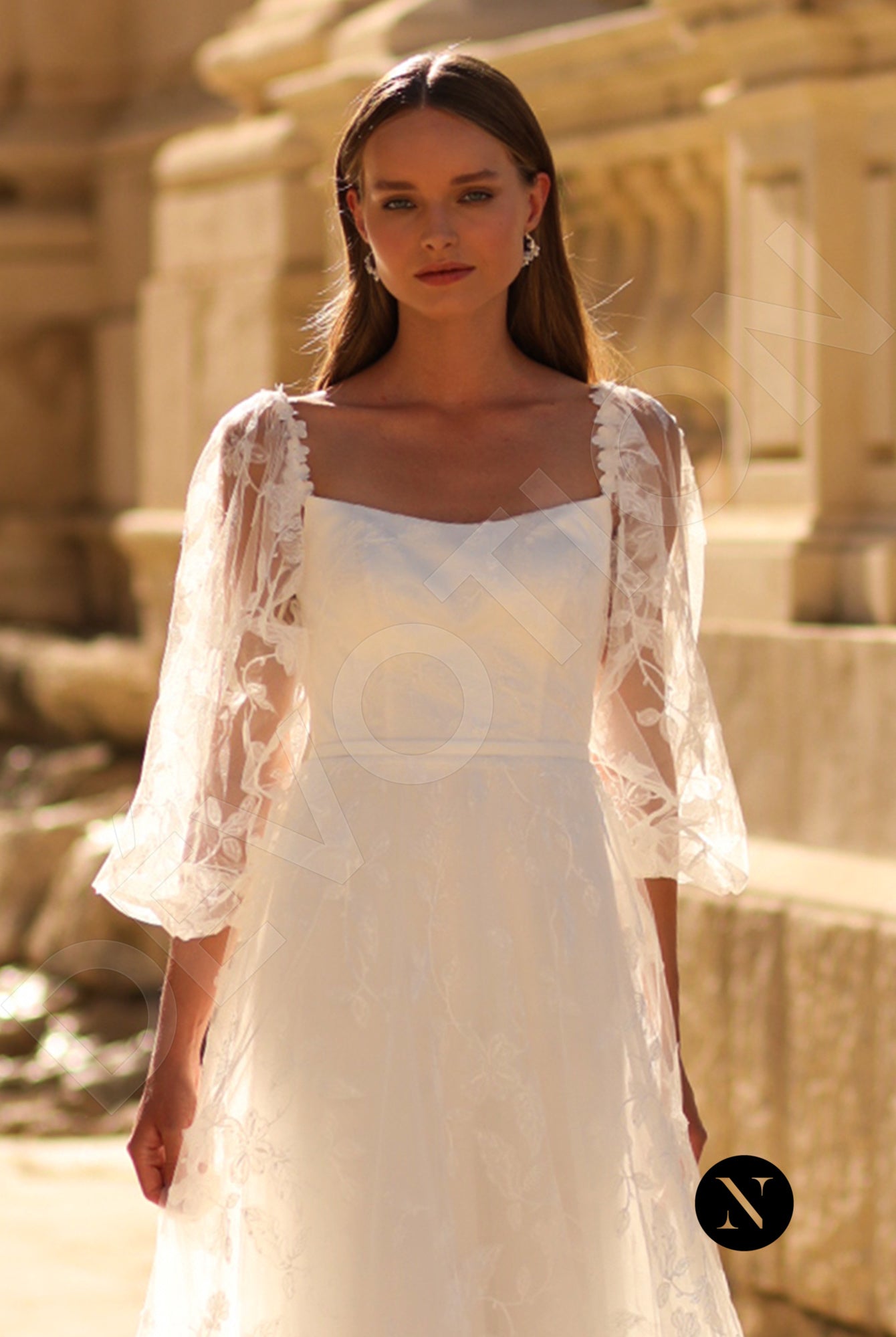 Fibi A-line Square Ivory Wedding dress