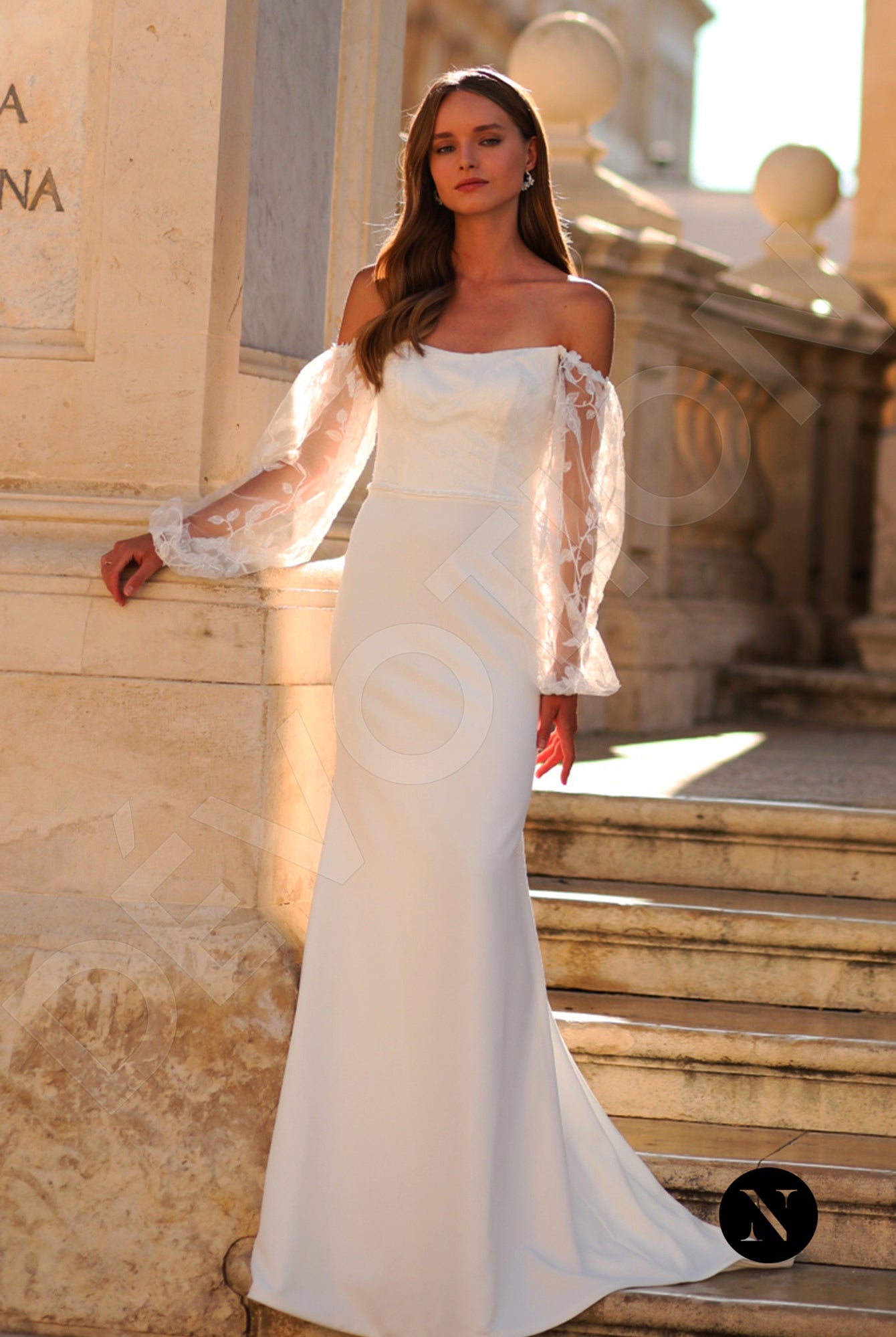 Ursula Trumpet/Mermaid Straight across Ivory Wedding dress Front