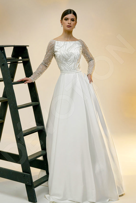 Belliana A-line Boat/Bateau Light Ivory Wedding dress