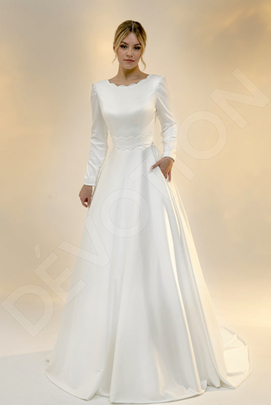 Agnela A-line Jewel Light Ivory Wedding dress