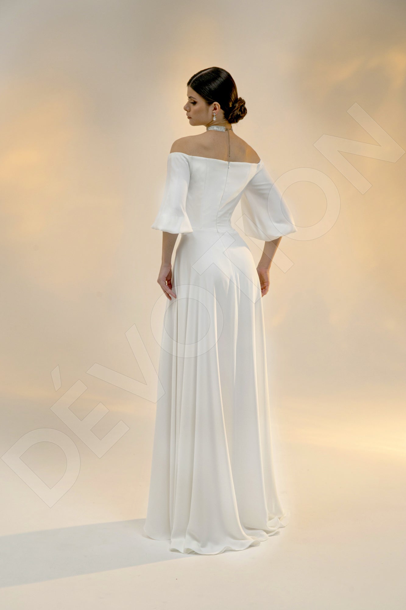 Gilda A-line Off-Shoulder/Drop Shoulders Light Ivory Wedding dress