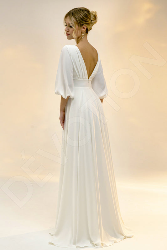 Odetta A-line V-neck Light Ivory Wedding dress