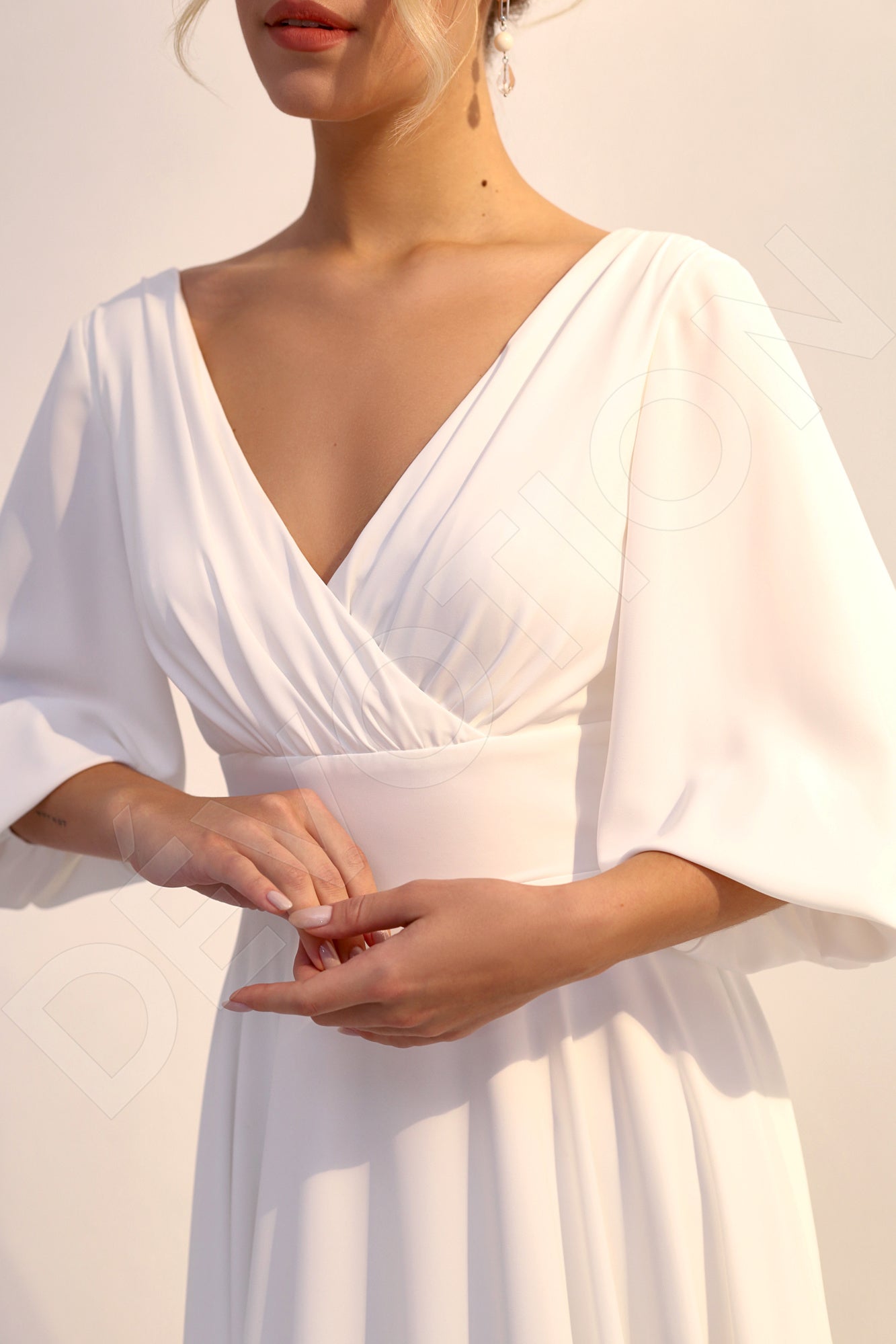 Odetta A-line V-neck Light Ivory Wedding dress