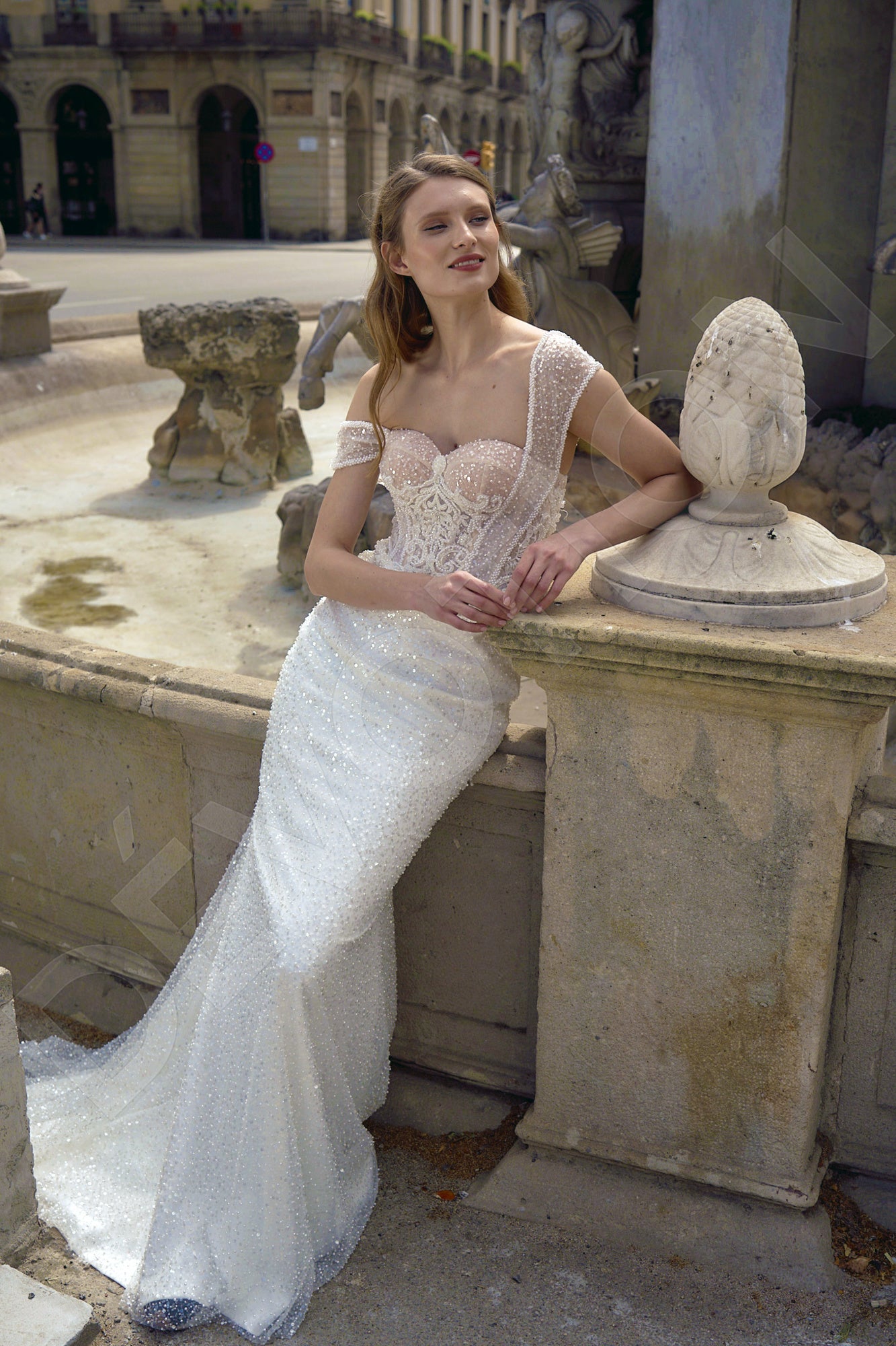 Amely Trumpet/Mermaid Sweetheart Milk Wedding dress