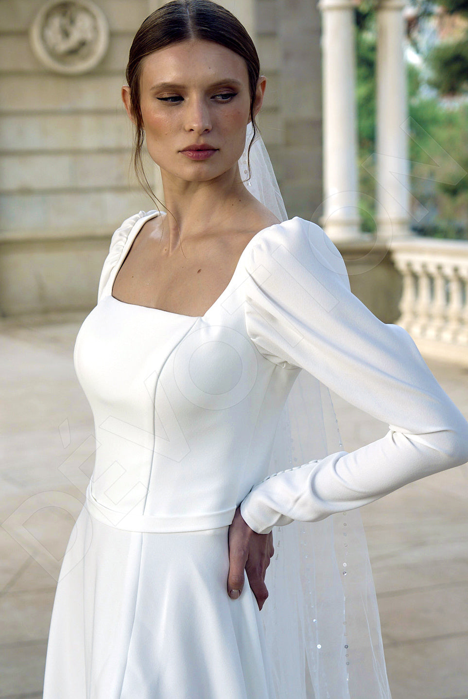 Phoebe A-line Square Milk Wedding dress