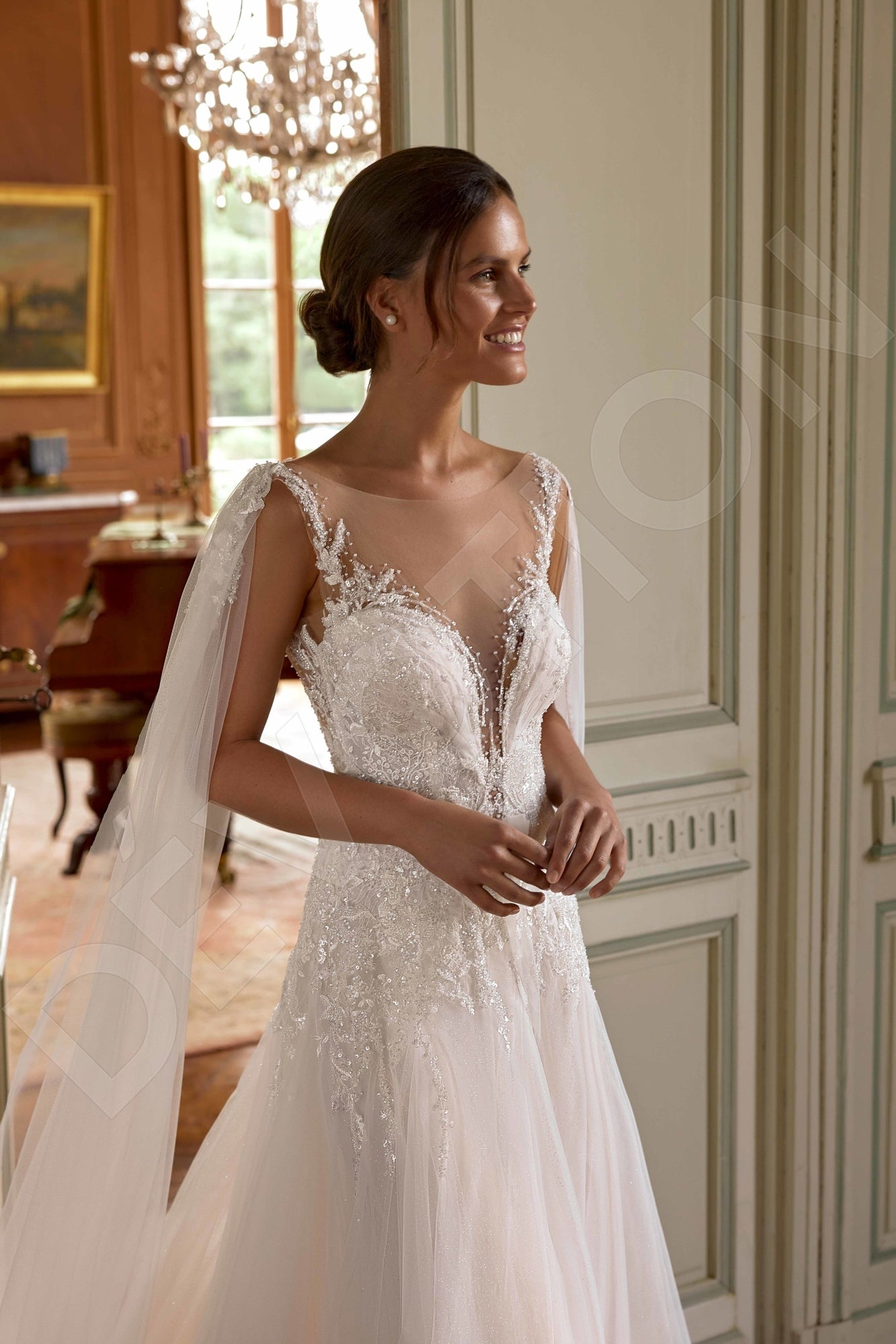 Ecle A-line Illusion Milk Wedding dress