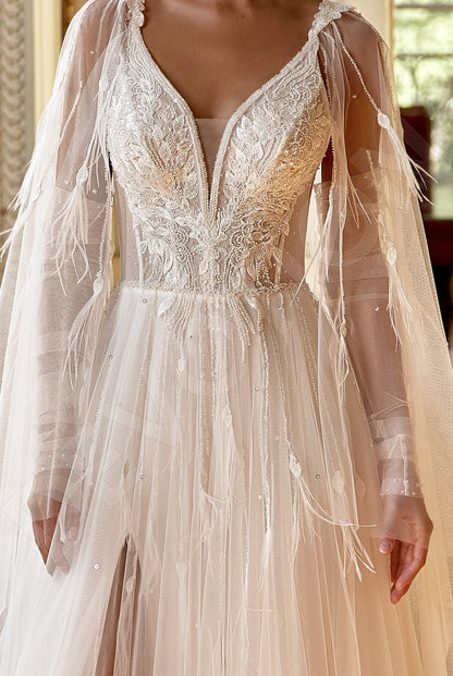 Fly A-line Sweetheart Milk Wedding dress