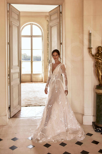 Marien A-line Illusion Milk Wedding dress