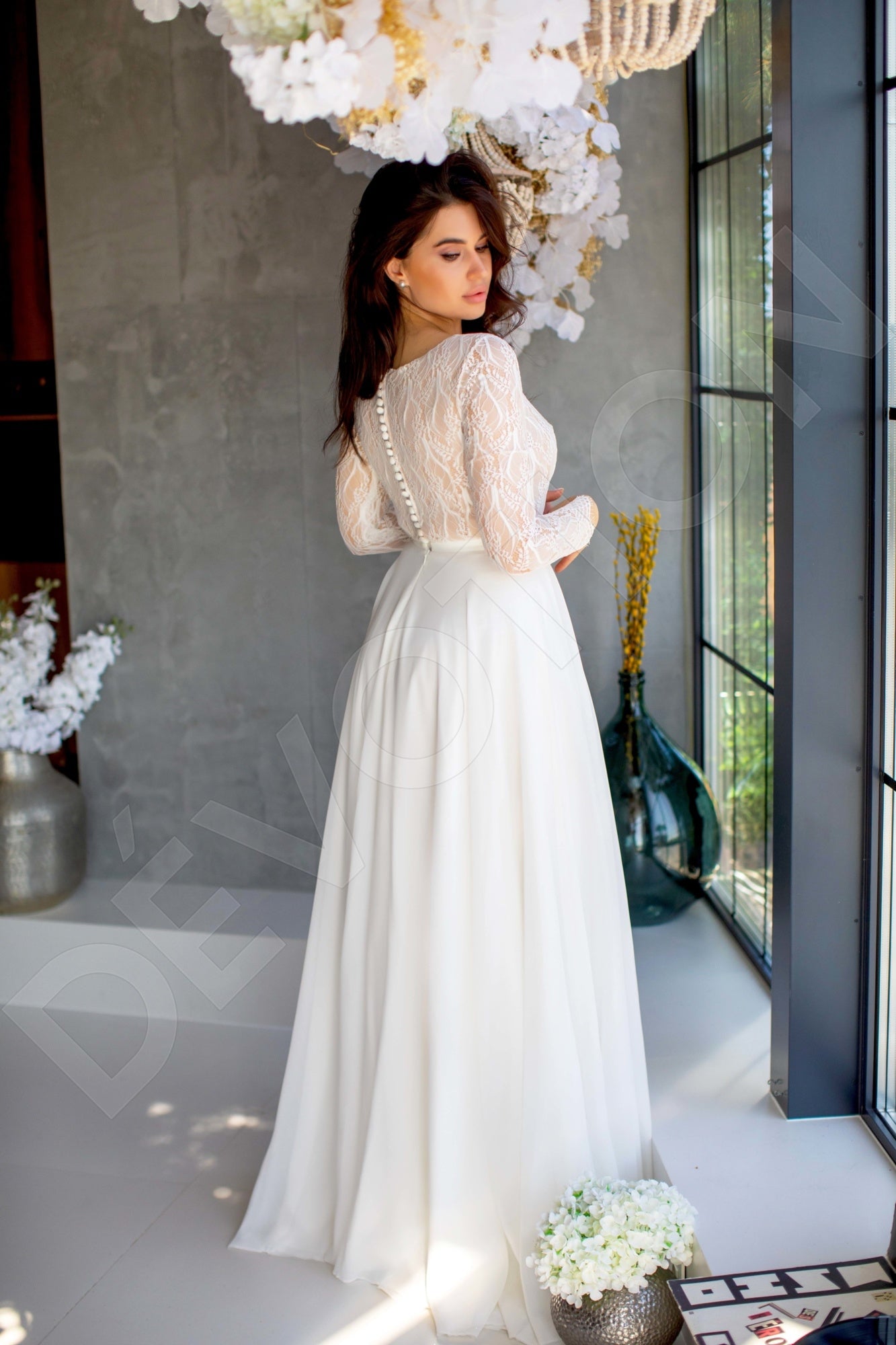 Peytona A-line Boat/Bateau Milk Wedding dress